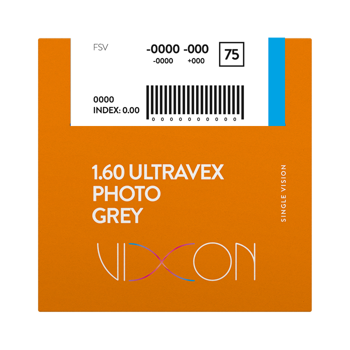 Vixon 1.60 Ultravex Bluecut Photo Gray SPIN FSV ASPH 65 (SAR BLUE) Low Reflection